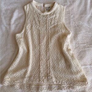 Elegant Cream Lace Sleeveless Top